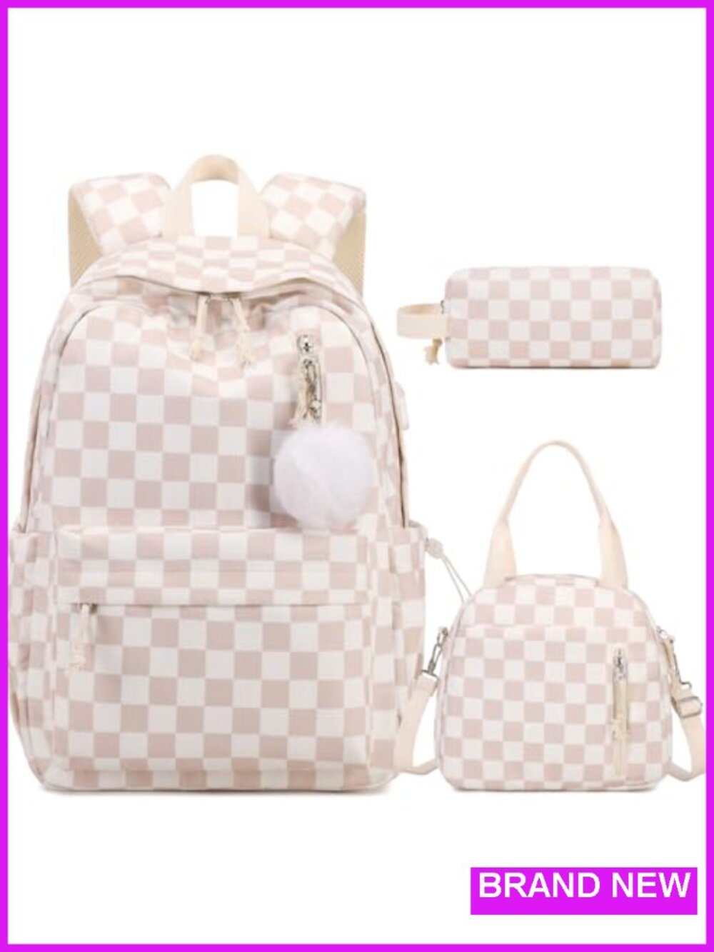 Corduroy Backpack Set with Lunch Bag & Pencil Pouch for School